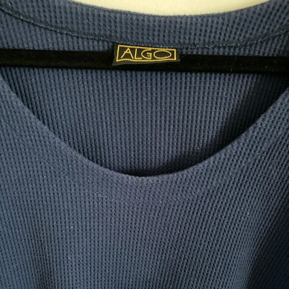 ALGO VINTAGE 3/4 SLEEVE MIDI DRESS NAVY WITH FLORAL SKIRT BUTTONS FRONT POCKETS - Picture 6 of 8